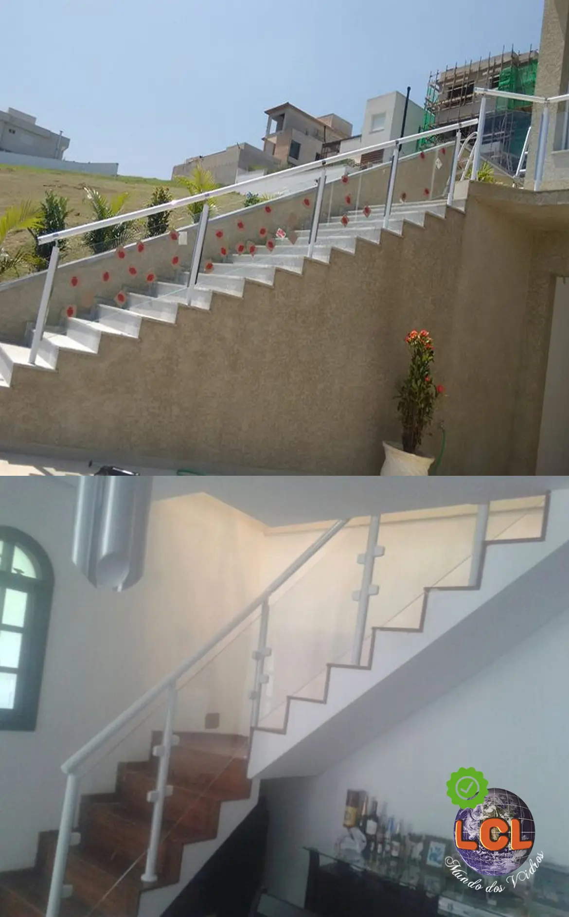 Corrimao de vidro e aluminio