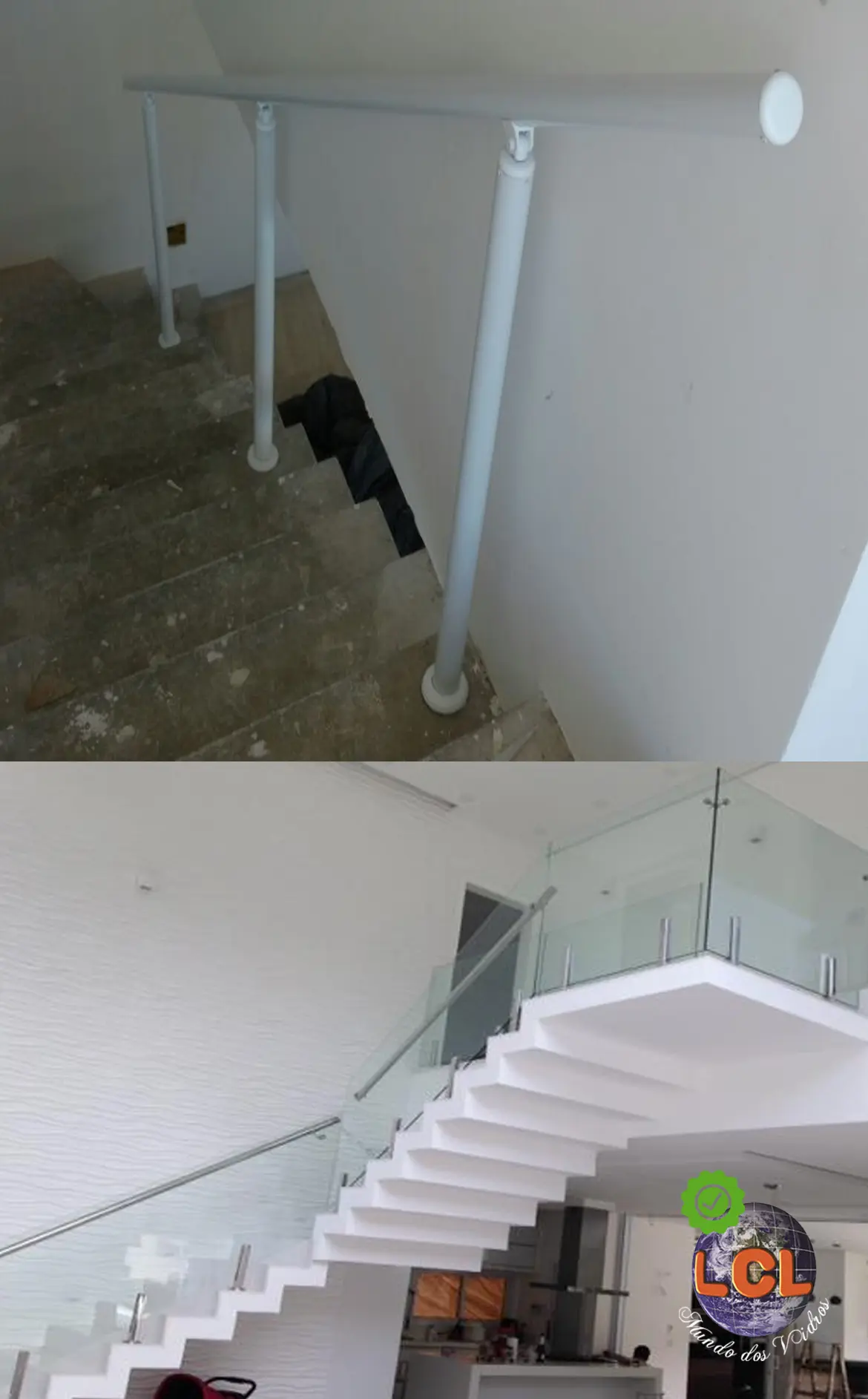 Corrimao de vidro e aluminio